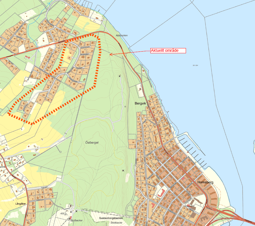 Översiktskarta som visar planområdets läge i förhållande till Hornsberg och Frösöbron