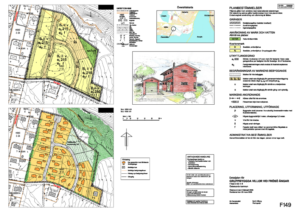Plankartan över detaljplan för Frösö Ängar, plannummer F149