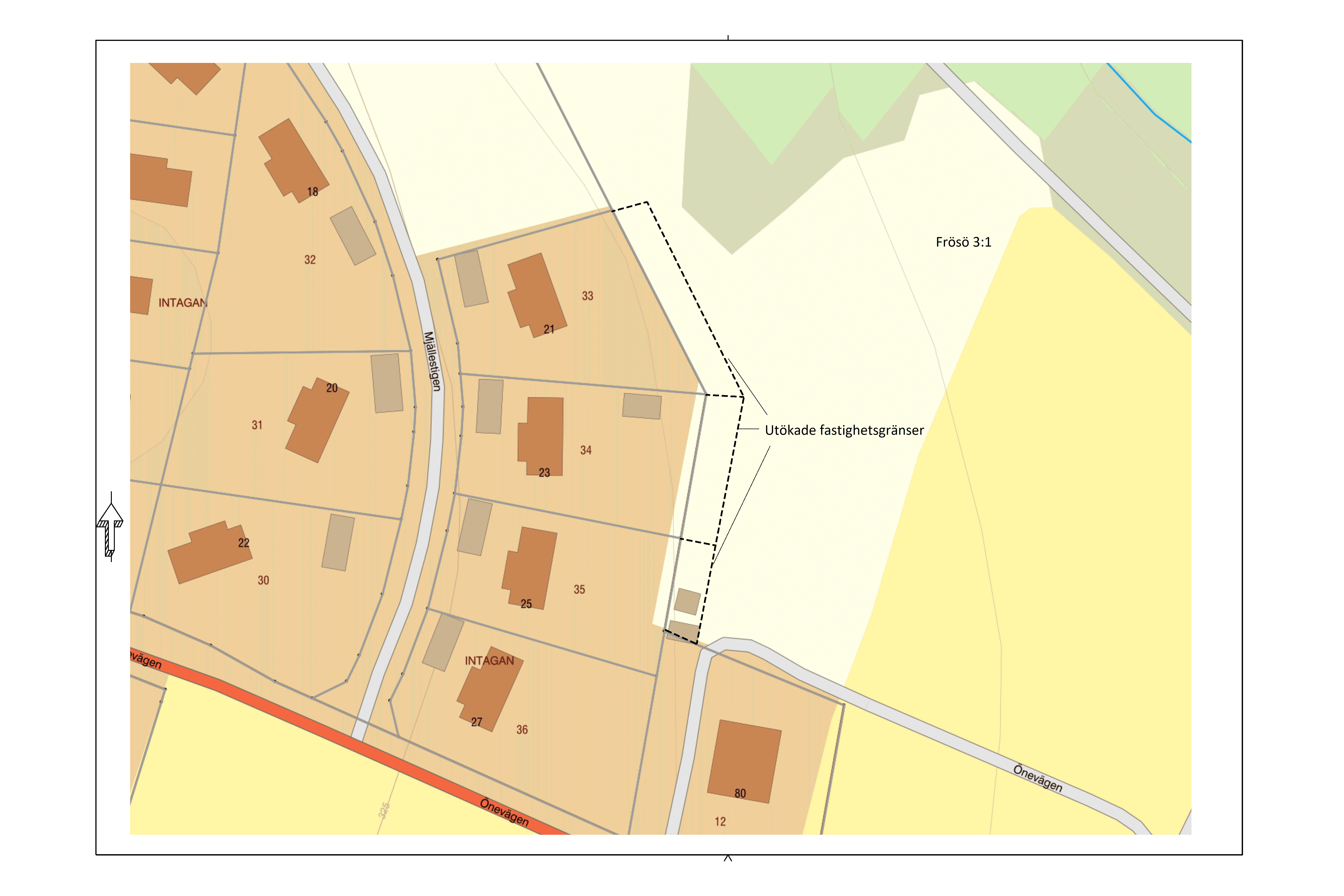 Karta som visar hur fastighetsgränserna utökas